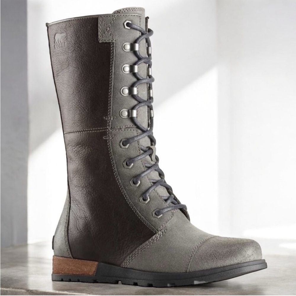 SOREL Major Maverick Mid Calf Zip Boots Sz 10.5 Leather Grey Outdoor Combat